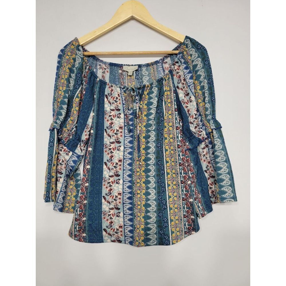Chenault Boho Blouse Wide 3/4th Sleeve Size Small